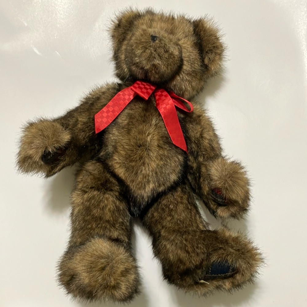 Boyd’s Bear Brown with Red Bow, Plaid Paws